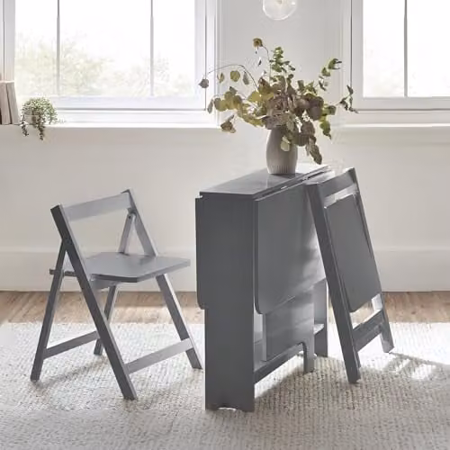 Julian Bowen Gatan Grey Wood Drop Leaf Dining Table and 2 Chairs Set W/D/H: 70 x 80 x 100 cm – 1
