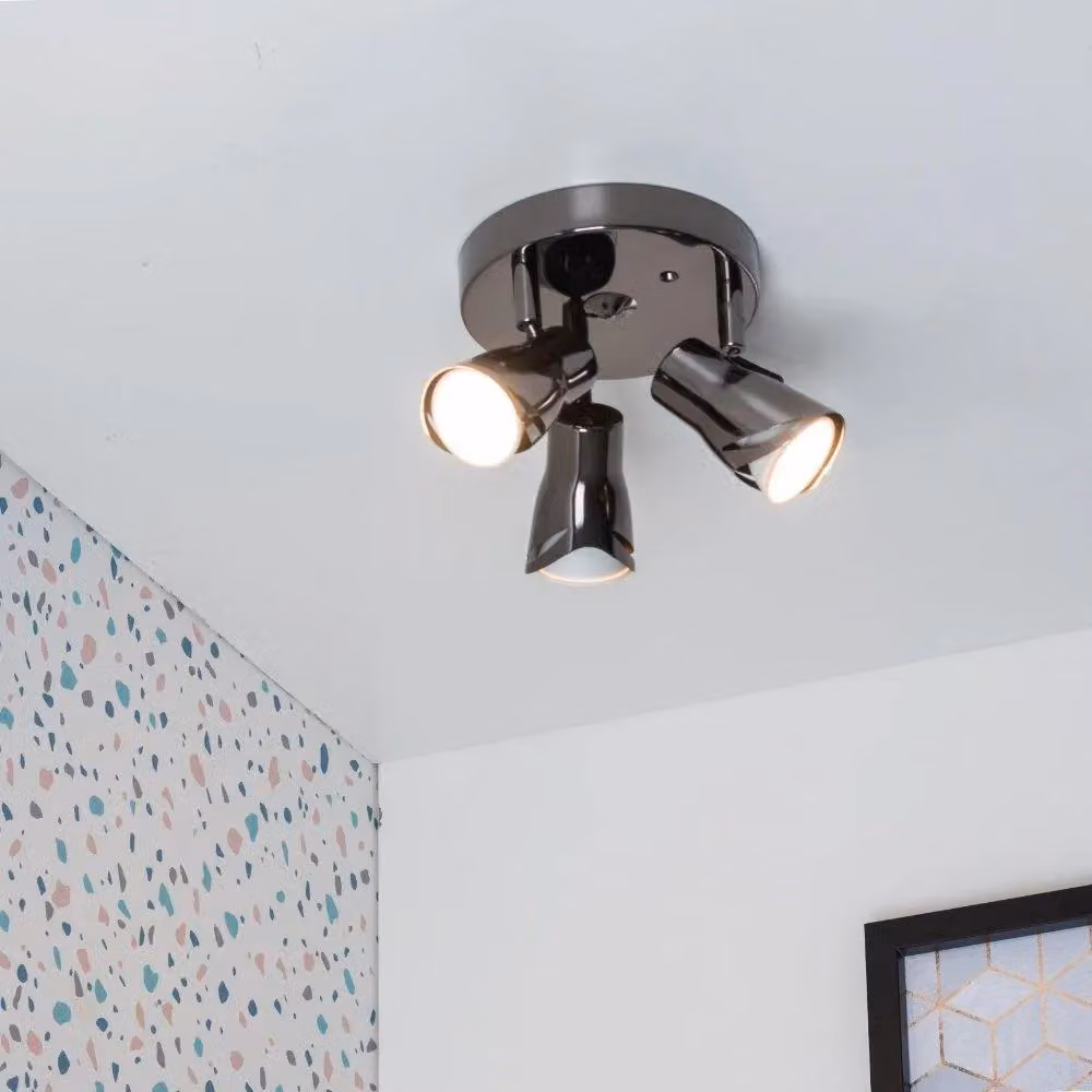 ValueLights Modern 3 Way Adjustable Ceiling Bar Spotlight in Black and Chrome – 3