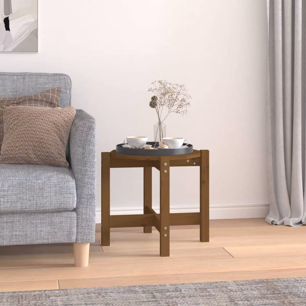 Berkfield Home Round Solid Wood Pine Coffee Table, Honey Brown, Diameter: 52.5 cm, Height: 45 cm – 2