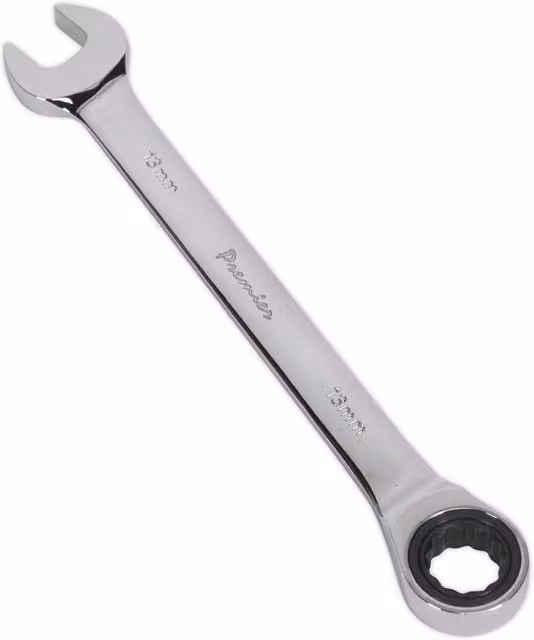 Loops 13mm Ratchet Combination Spanner in Silver Chrome Vanadium Steel