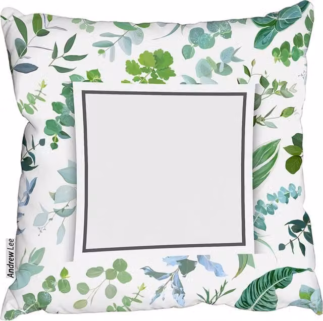 Andrew Lee Floral Green Square Cushion, W/D/H: 60 x 60 x 1 cm