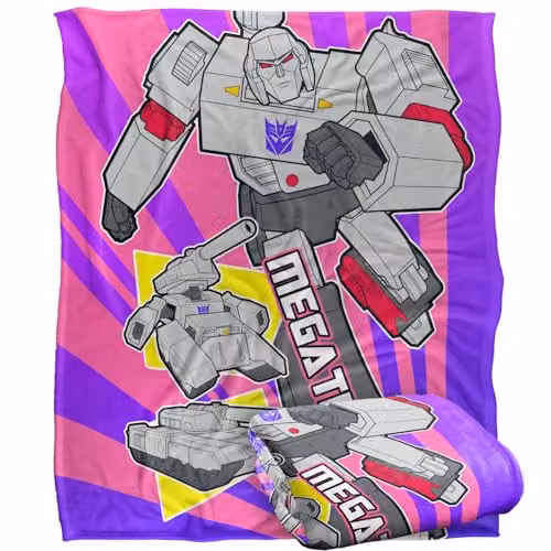 Hasbro Transformers Big Megatron Silky Touch Fleece Blanket, White and Multicolour, W/D/H: 152 x 127 cm – 1