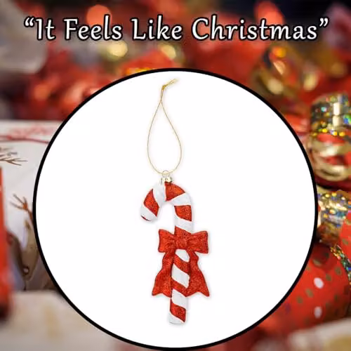 VFM e-Store Red Striped Candy Cane Christmas Tree Hanging Ornament, H 18.2 cm x W 8 cm x D 2.3 cm – 7