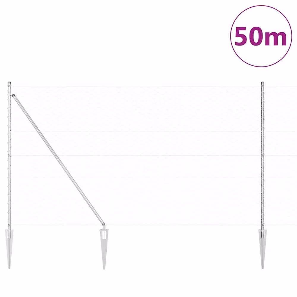 Berkfield Home Hexagon Wire Mesh Fence, Galvanised Steel, Silver, H: 160 cm x L: 50 m – 2