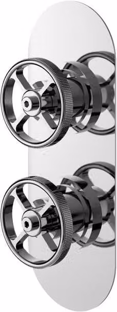 Balterley Knurled Twin Thermostatic Concealed Shower Valve in Silver Chrome