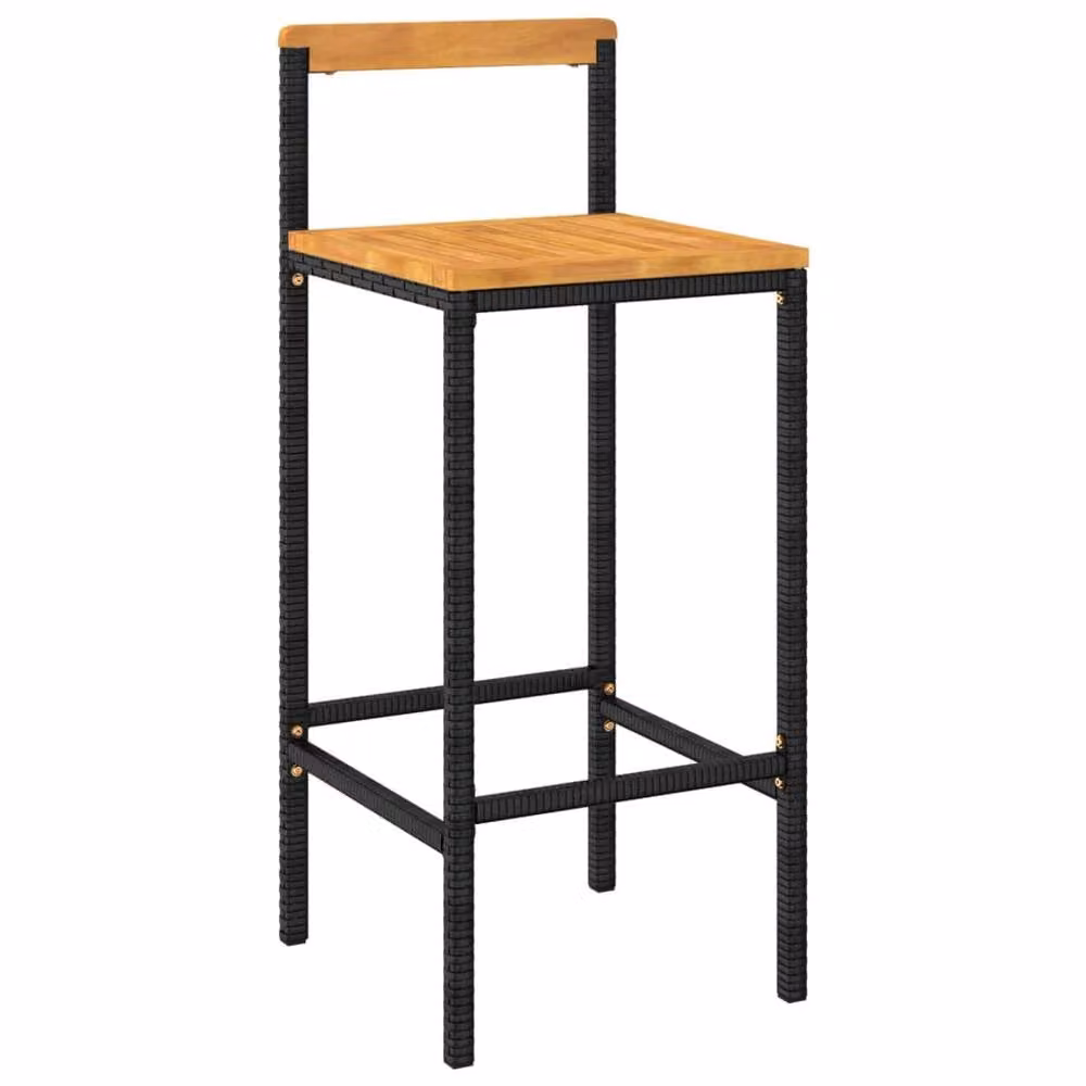 Berkfield Home Beautiful 5 Piece Black Poly Rattan and Solid Acacia Wood Garden Bar Set – 4