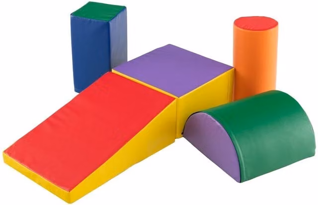 Costway 5-Piece Kids Foam and Textile Climbing and Crawling Activity Playset in Multicolour and Red