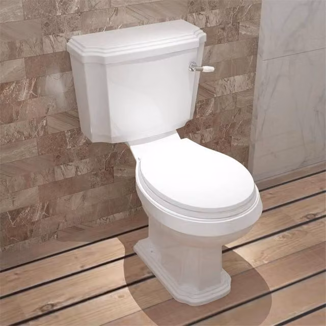 PAWNORA Traditional Close Coupled Ceramic Floor Standing Toilet in White W/D/H: 71.0 x 50.0 x 2.0 cm
