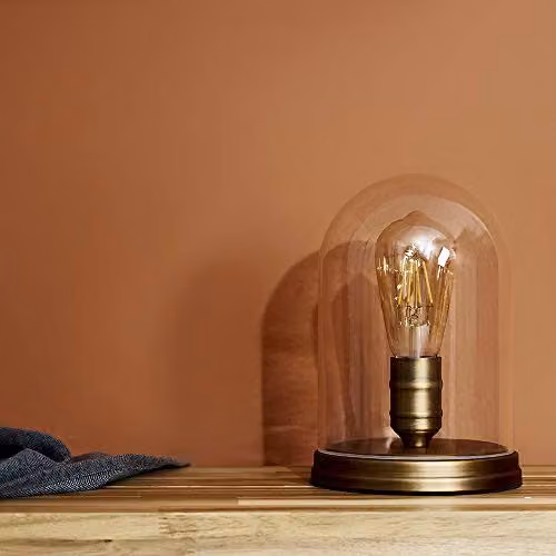 MiniSun Retro Industrial Table Lamp with Gold Brass Metal Base and Transparent Glass Dome – 2