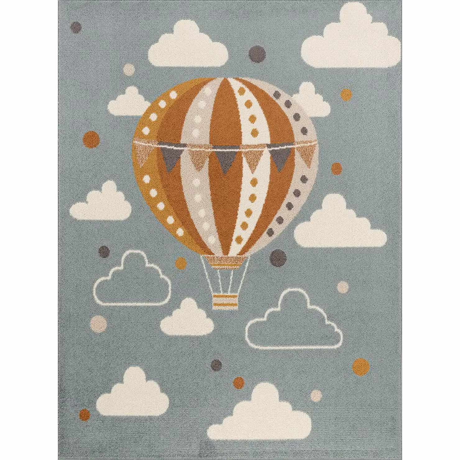 Livabliss Ankara Washable Kids Round Rug in Multicoloured Grey and Blue, Diameter: 160 cm – 2