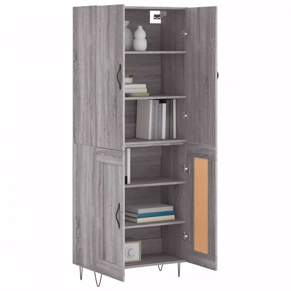 Berkfield Home Grey Sonoma Highboard with Hinged Doors and Internal Shelves, W/D/H: 69.5 x 34 x 180 cm – 3