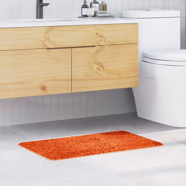 Berkfield Home Rectangular Non-Slip Bath Mat in Orange, W: 50 cm, D: 80 cm