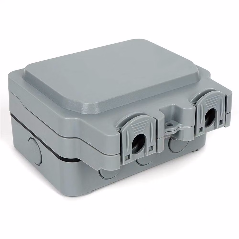 SPETLEK Grey IP66 Weatherproof Double Switched RCD Socket 13 Amp UK Plug – 2