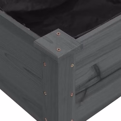 vidaXL Grey Wooden Raised Garden Bed with Liner, W/D/H: 120 x 120 x 25 cm – 4