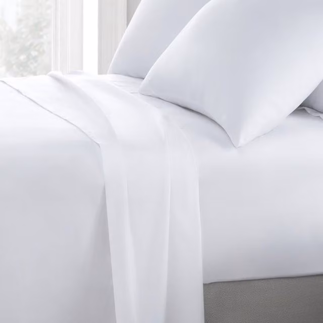 Sweet Dreams White T200 Cotton Percale Flat Sheet, W: 140 cm, L: 200 cm