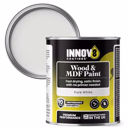 INNOV8 COATINGS Wood and MDF Paint, Satin Finish, White, 250 ml – 1