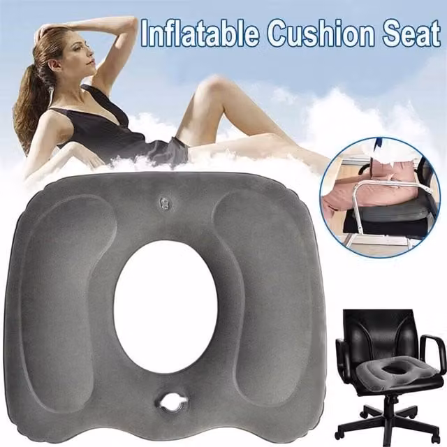 Nordara Large Grey Memory Foam Donut Cushion with Breathable Velours Cover for Pain Relief