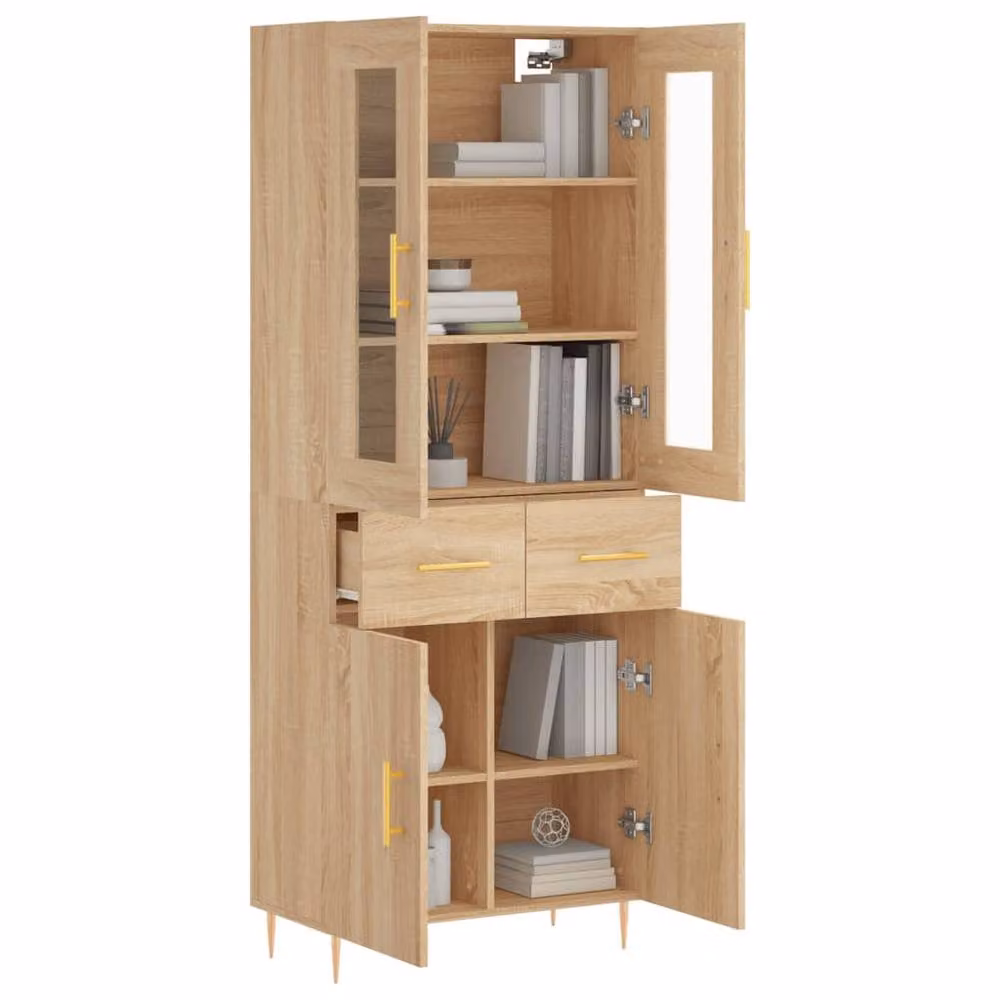 Berkfield Home Sonoma Oak Highboard in Light Oak, W/D/H: 69.5 x 34 x 180 cm – 2
