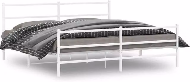 Berkfield Home Metal Bed Frame with Footboard in White, 183 x 213 cm – 1
