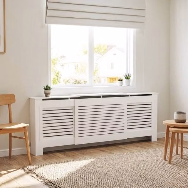 STILVORA Extendable Radiator Cover with Shelf in Matt White – 1