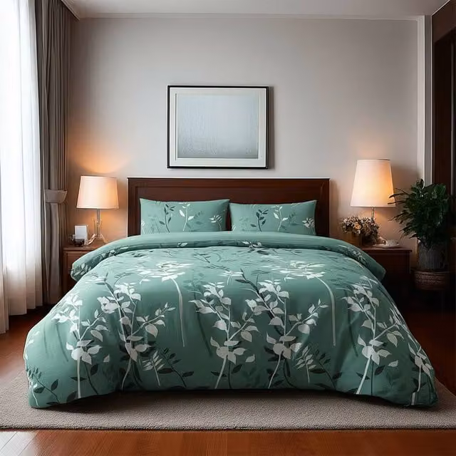 Home Sweet Home UK Floral Polycotton Duvet Cover and Pillowcase Set in Blue and Green, W/D/H: 200 x 200 x 200 cm – 1