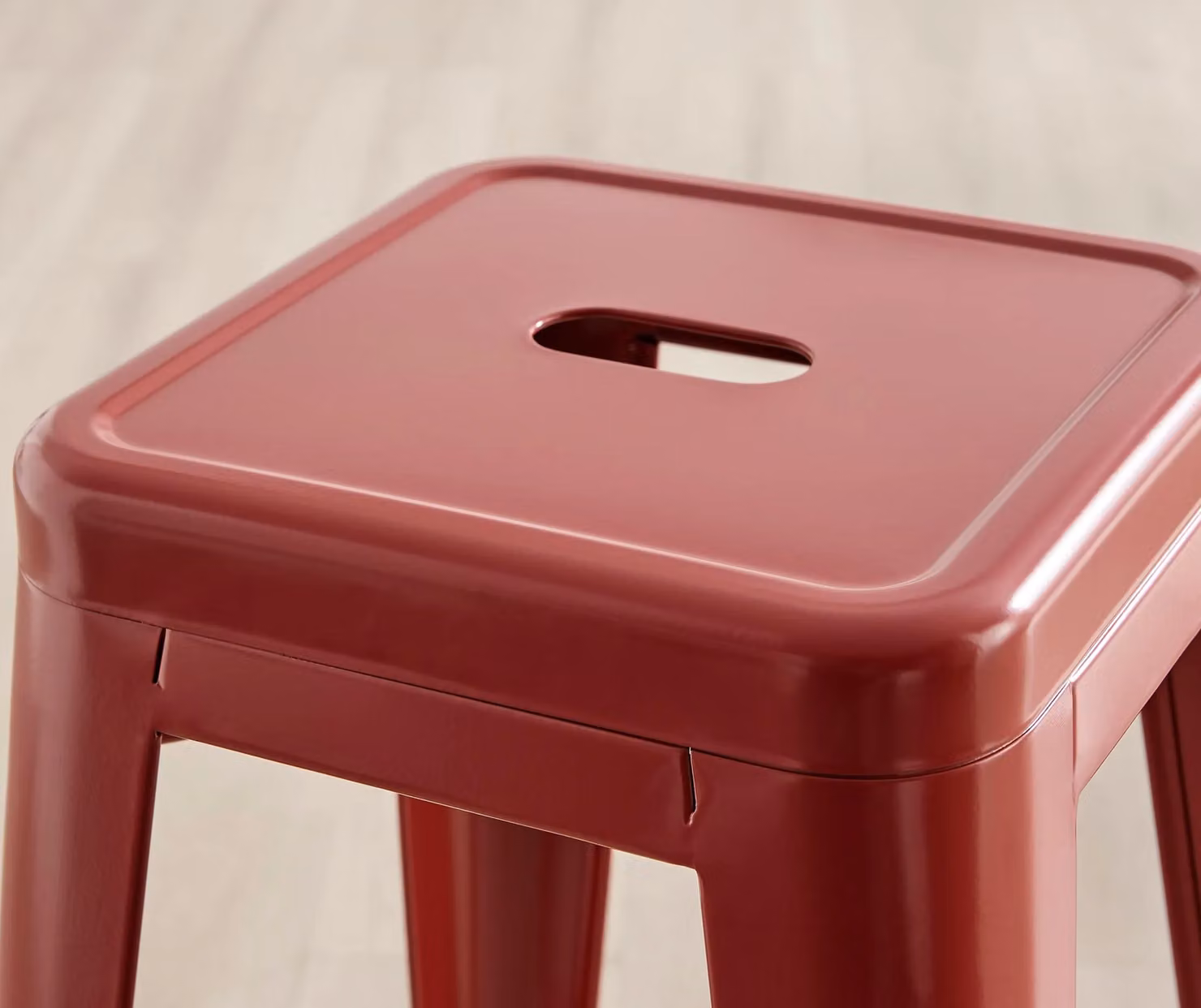 FurnitureboxUK Set of 2 Colton Red Metal Stackable Retro Industrial Bar Stools – 2