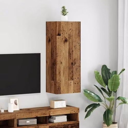 vidaXL Modern Wall-Mounted TV Cabinet in Brown, W/D/H: 40.5 x 30 x 102 cm – 1