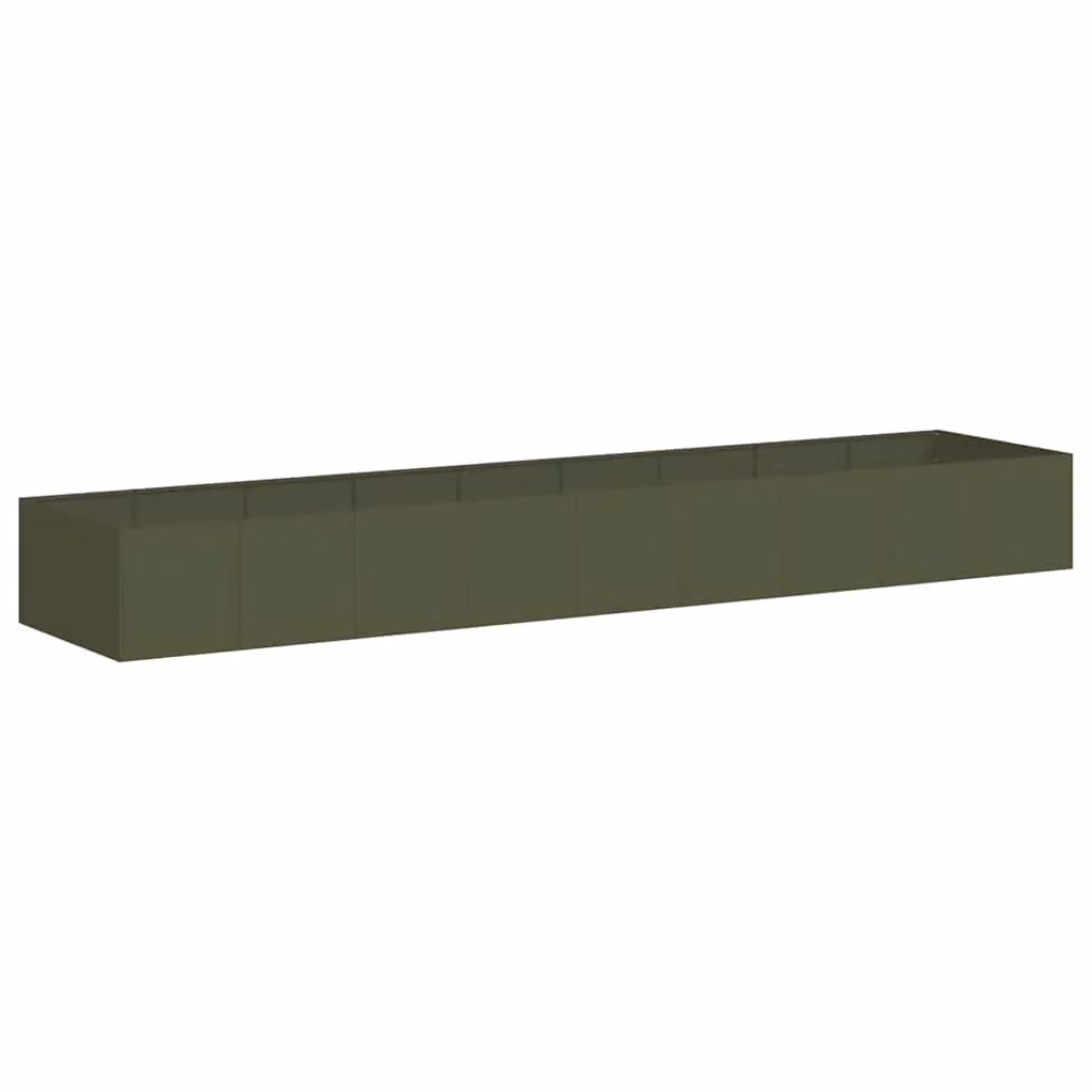 Berkfield Home Steel Planter in Green, W/D/H: 360 x 80 x 40 cm – 2