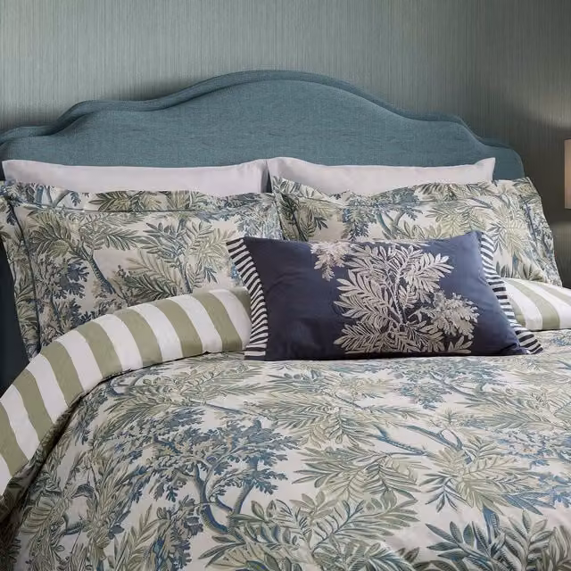 Sanderson Tapestry Tree Blue Cotton Duvet Cover and Pillowcase Set, 200 x 200 cm