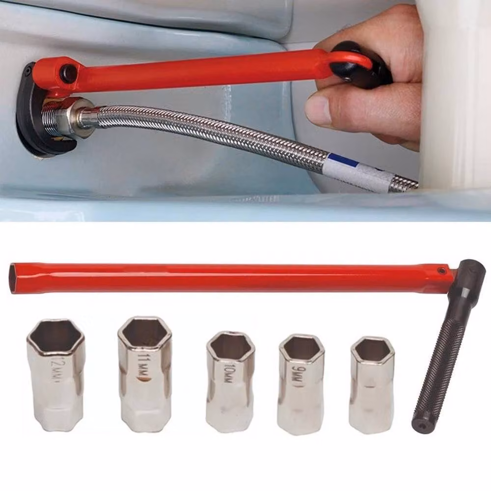 FLAVORA Tap Spanner Set Red Faucet Wrench with 5 Changeable 8-13mm Sockets – 2