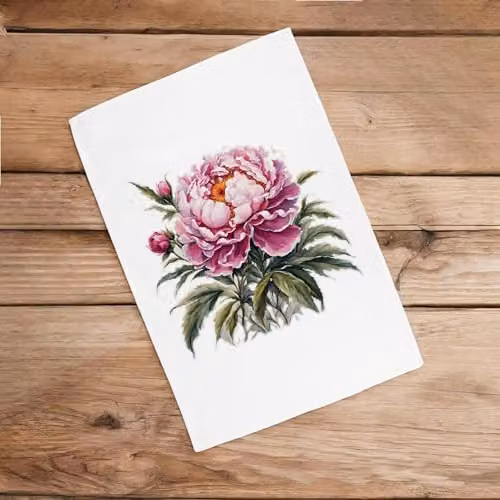 Purely Home Floral Peonies Tea Towel in Multicolour and White, W: 67 cm, H: 45 cm – 2