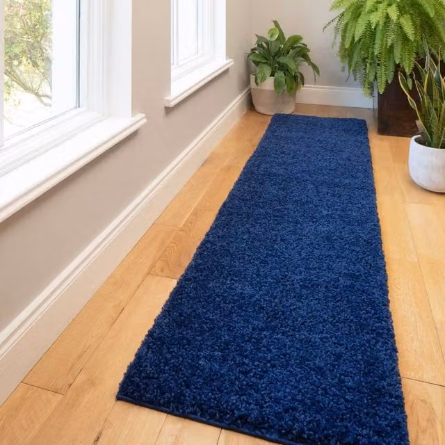 The Rug House Soft Value Navy Blue Shaggy Area Rug, W: 230 cm, D: 60 cm