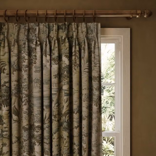 House of Hackney Nature Graphic Cotton Linen Fabric Panel Curtain in Green