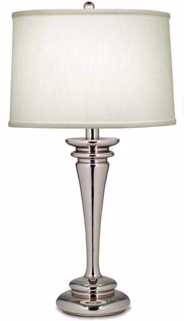 Netlighting Brooklyn 1 Light Table Lamp in Grey with Polished Nickel Finish and E27 Socket