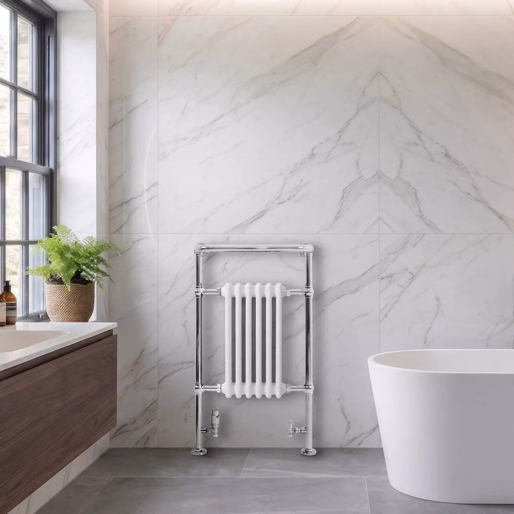 Monstershop Traditional Heated Towel Rail Radiator in White, W/H: 95.0 x 57.0 cm – 2