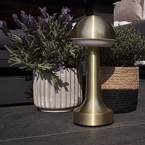 MiniSun Contemporary Wireless Brass Touch Table Lamp with Rechargeable LED Mood Light in Gold/Brass – 1