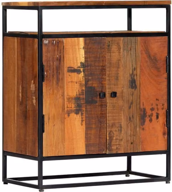 Berkfield Home Side Cabinet in Brown, Solid Reclaimed Wood and Steel, W/D/H: 60 x 35 x 76 cm – 1