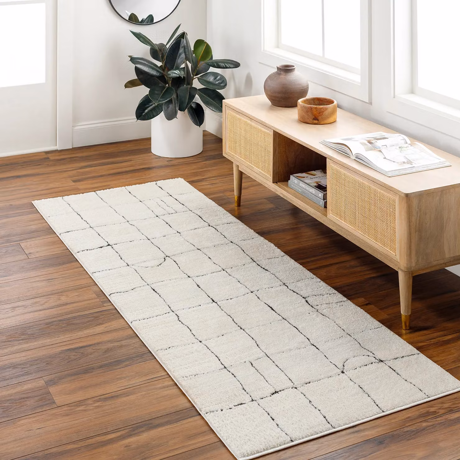 Livabliss Freud Modern Geometric High Pile Rug in Black, Brown and White, W: 160 cm, D: 215 cm – 3