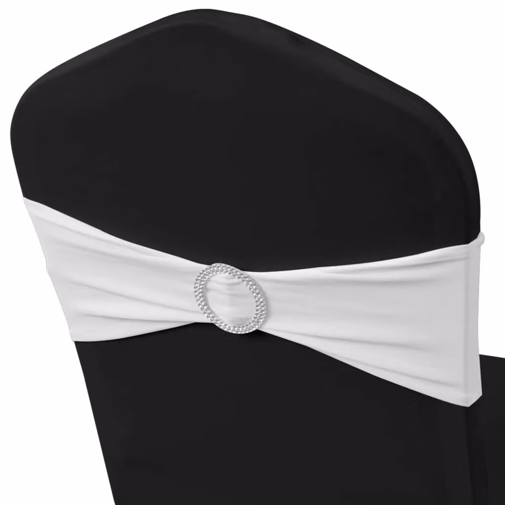 Berkfield Home 25 Piece White Stretchable Decorative Chair Band Set with Diamond Buckle – 4