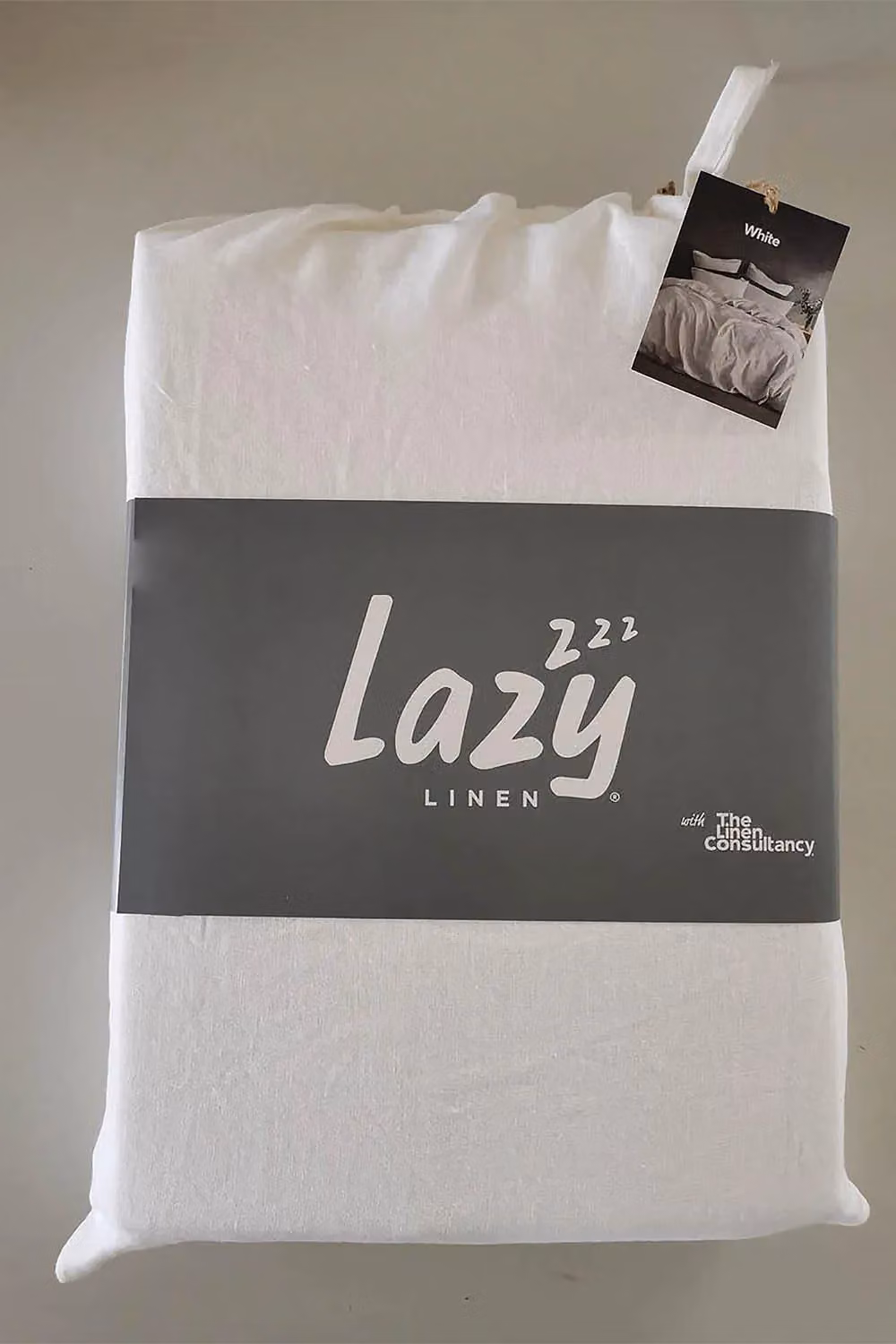 Lazy Linen Pure Washed Linen Fitted Sheet in White, W/D/H: 140 x 200 cm – 2