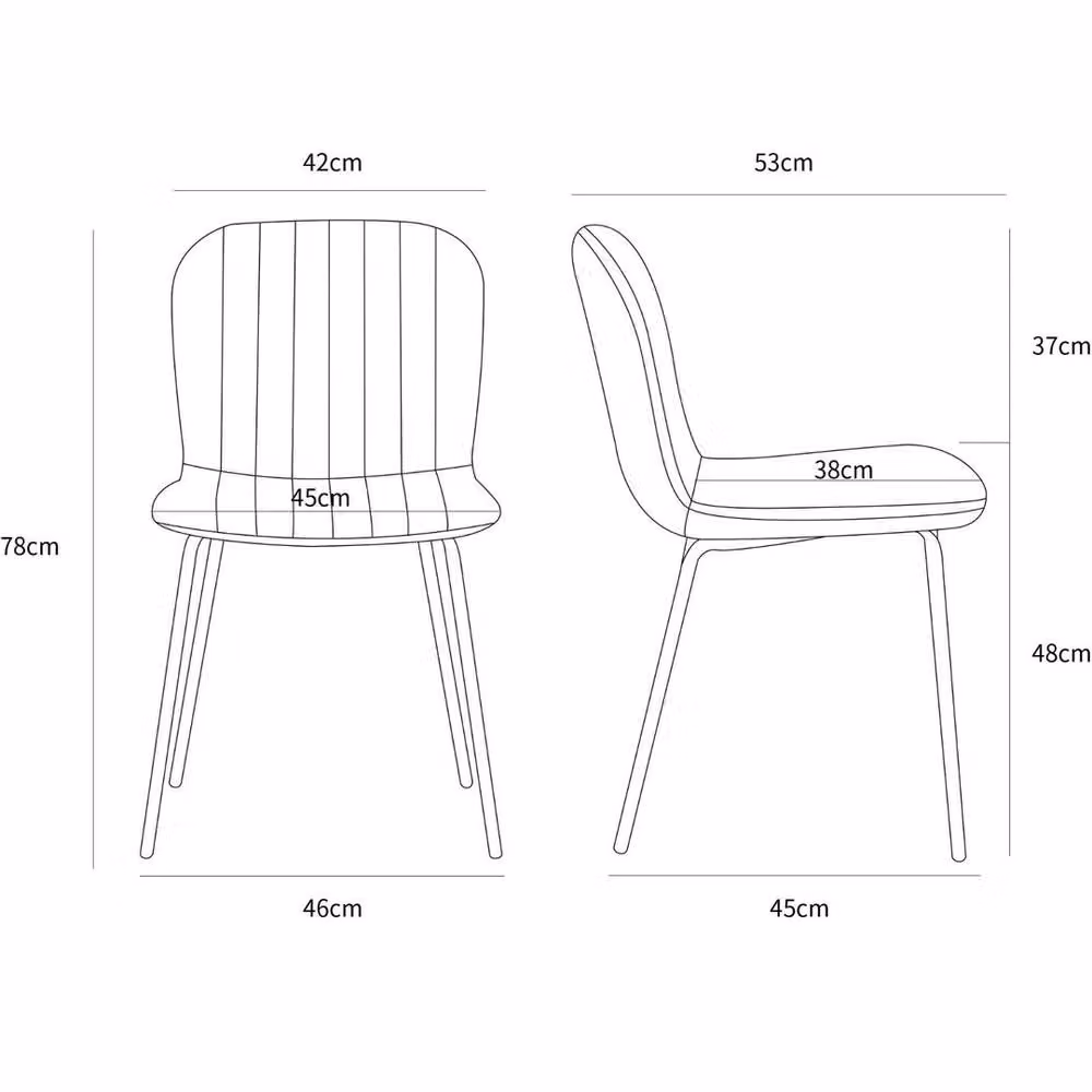 FORGEVIO Set of 2 Blue Fabric Upholstered Dining Chairs with Metal Frame – 2
