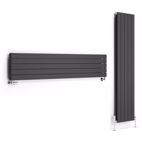 Terma Steel Wall Mounted Double Panel Radiator in Anthracite Grey, H 180.0 cm x W 36.6 cm – 2