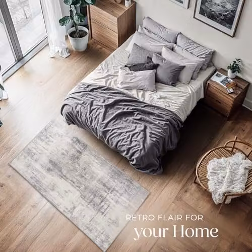tectake Cosy Abstract Pattern Rug in Beige and Grey, W/D/H: 80 x 150 cm – 3
