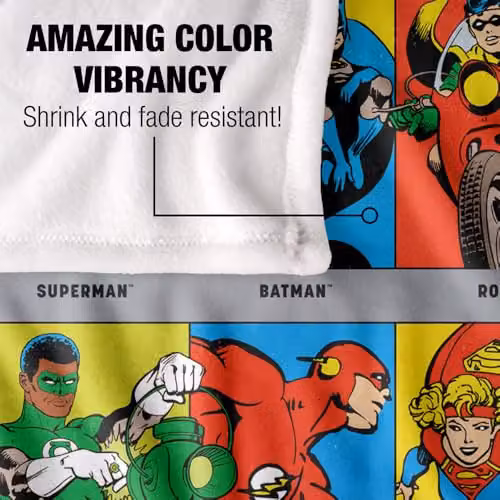 LOGOVISION Justice League DC Hero Panels Super Soft Fleece Throw Blanket, Multicolour, W: 152 cm, D: 127 cm – 2