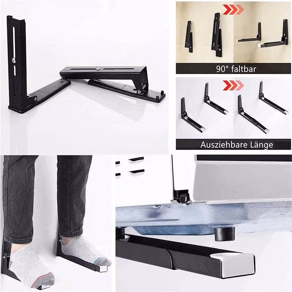 Nordara Heavy Duty Adjustable Microwave Bracket Rack, Black, W: 28.8 cm x D: 29.0 cm – 5