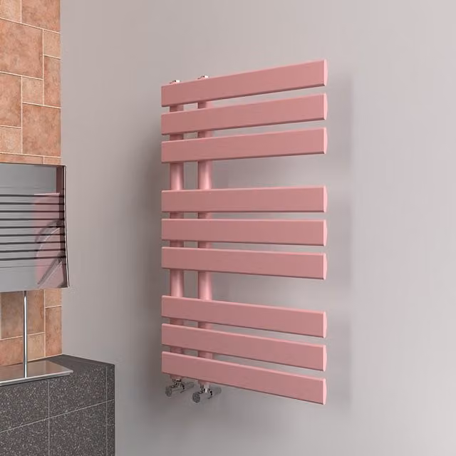 Lux Heat Open Flat Coloured Towel Radiator in Pink, W: 50.0 cm, H: 80.0 cm