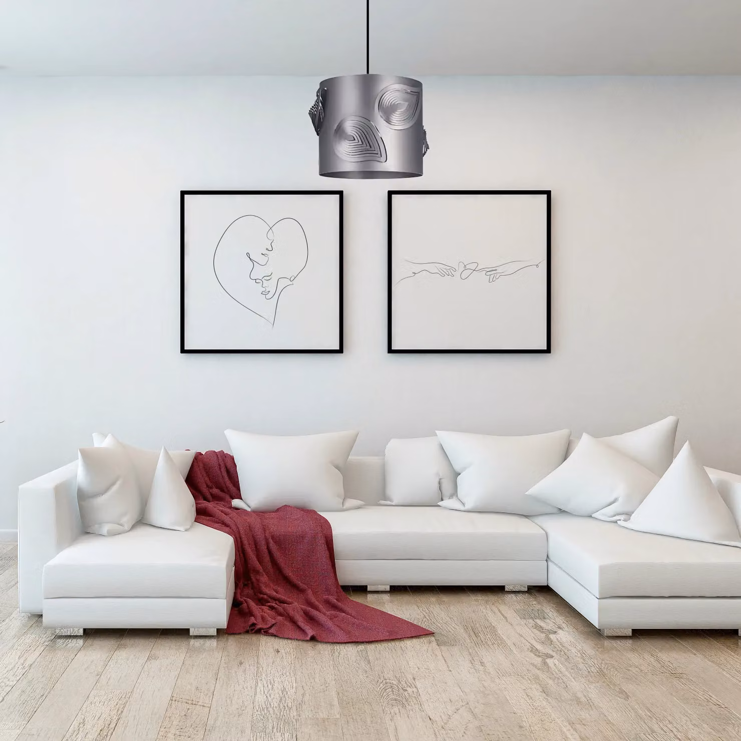 Happy Homewares Modern Metal Easy Fit Cylinder Pendant Shade with Laser Cut Leaves in Grey, W: 30 cm, H: 22 cm – 3