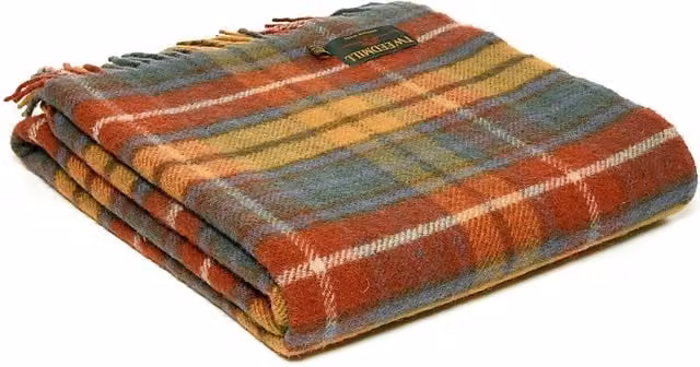 HomeSpace Direct Classic Tartan Wool Throw in Red and Multicolour