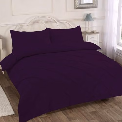 Home Sweet Home UK Pintuck Polycotton Duvet Cover and Pillowcase Set in Purple, Single Size, W/D/H: 135 x 200 cm with Pillowcase 48 x 74 cm – 3