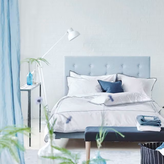 Designers Guild Astor Cotton Percale Duvet Cover and Pillowcase Set in Blue